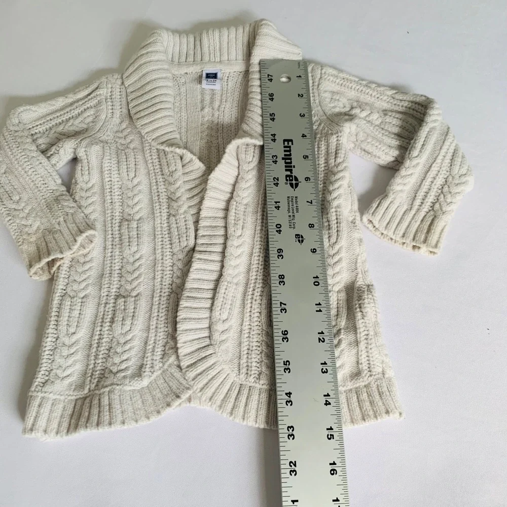 Janie and Jack Cardigan Sweater Cream 18-24 Months Open Cable‎ Knit Shawl Collar